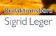 Text: "Redaktionsbüro Sigrid Leger" vor orangem Hintergrund.