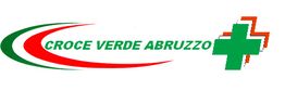 Logo "Croce Verde Abruzzo" con una croce verde e curve nei colori della bandiera italiana.