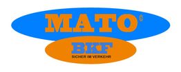 MATO-Logo in Blau und Orange mit dem Text "BKF - Sicher im Verkehr".