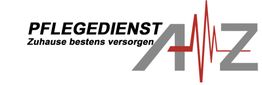 Logo des Pflegedienstes: Text "Zuhause bestens versorgen" mit Herzwellenlinie.