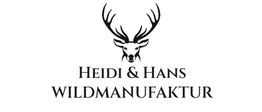 Logo mit Hirschkopf und Text: "Heidi & Hans Wildmanufaktur".