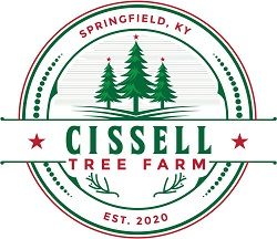 Logo for Cissell Tree Farm, Springfield, KY, featuring trees. Established 2020.