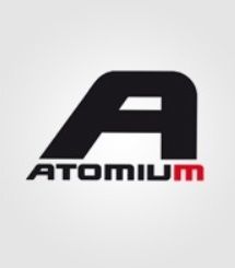 Logo mit großem schwarzen "A" und kleinem roten "M". Text darunter: "ATOMIUM".