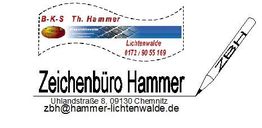 Visitenkarte mit Kontaktinfos vom Zeichenbüro Hammer, inklusive E-Mail und Telefonnummer.