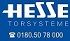 Blaues Logo mit weißem Text: "HESSE TORSYSTEME" und Telefonnummer: 0180 50 78 000.