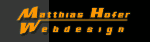 "Matthias Hofer Webdesign" in orangener Schrift auf schwarzem Hintergrund.