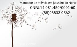Montador de móveis com desenho de dente-de-leão e informações de contato em Juazeiro do Norte.