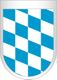 Wappen mit weiß-blauen Rauten auf silbernem Schild, bekannt aus Bayern, Deutschland.