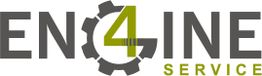 Ein Logo mit der Aufschrift "EN4INE Service", wobei das "4" ein Zahnrad darstellt.
