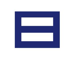 Ein blaues, rechteckiges Symbol mit zwei horizontalen weißen Balken auf weißem Hintergrund.