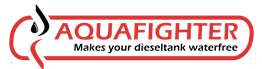 Logo mit rotem Text "AQUAFIGHTER" und Slogan "Macht deinen Dieseltank wasserfrei".