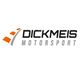 Logo von Dickmeis Motorsport mit stilisierter, orangefarbener Rennstrecke links.