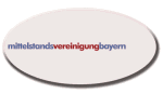 Text in oval: "mittelstandsvereinigungbayern" in Blau und Rot auf weißem Hintergrund.