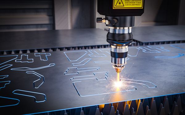 CNC Maschine fräst vorprogrammierte Forme in Metall.
