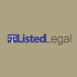 Logo showing "Listed Legal" with a scales of justice icon on a beige background.