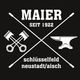 Logo mit Schriftzug "Maier seit 1922", gekreuzten Kolben und Amboss, Text: "Schlüsselfeld Neustadt/Aisch".