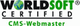 WORLD SOFT® Zertifiziertes CMS-Webmaster-Logo mit Globus im O.