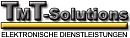 Logo mit Schrift "TmT-Solutions", darunter "Elektronische Dienstleistungen", gelber Streifen oben.
