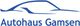Logo von Autohaus Gamsen mit blauer Autoskizze darüber.
