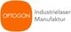 Orange Logo "OPTOGON" und Text "Industrielaser Manufaktur" in Grau.
