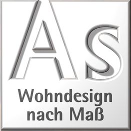 Logo mit den Buchstaben "AS". Darunter: "Wohndesign nach Maß" in grauer Schrift.