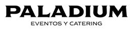 Logotipo de "Paladium Eventos y Catering" en letras negras sobre fondo blanco.