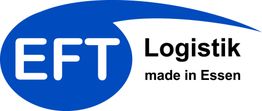 Logo von EFT Logistik, blauer Kreis mit „EFT“. Text: „Logistik made in Essen“.