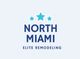 "Logo: Three stars above the text 'North Miami Elite Remodeling' on a light background."
