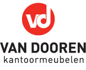 Logo van Van Dooren Kantoormeubelen met rode cirkel en witte "vd" letters.
