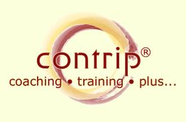 Logo von Contrip mit Text: "coaching • training • plus..." in Rot auf hellgelbem Hintergrund.
