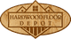 Wooden sign with "Hardwood Floor Depot" text and house roof outlines.