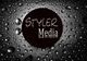 Schwarzer Kreis mit Text "STYLER Media", umgeben von Wassertropfen auf dunklem Hintergrund.