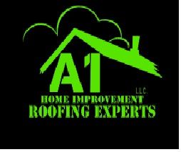 Green "A1 Home Improvement Roofing Experts" logo on black background.