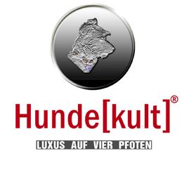 Logo mit Hundekopf, Text: "Hundekult", darunter "Luxus auf vier Pfoten".