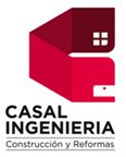 Logotipo de Casal Ingeniería con texto "Construcción y Reformas" y un diseño de edificio rojo.