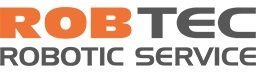 Logo mit Text "ROBTEC Robotic Service" in orange und grau.