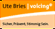 Orange Logo mit Text: "Ute Bries voicing. Sicher, Präsenz, Stimmig Sein."