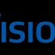 Logo di GrandVision su sfondo nero, con scritta blu e design a cerchi arancioni e blu.