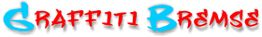 Text: "Graffiti Bremse" in verspielter Schrift, rot und blau, auf weißem Hintergrund.