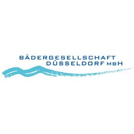 Logo der Bädergesellschaft Düsseldorf mbH mit blauen Wellen.