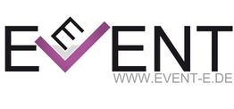 Logo mit Wort "EVENT", violettes Häkchen als V, Webseite: www.event-e.de.