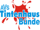 Logo mit blauer Schrift "AVS Tintenhaus Bünde" vor rotem Tintenklecks.
