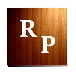 Buchstaben "R" und "P" auf einem braunen Holzhintergrund.