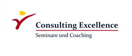 Logo mit Text "Consulting Excellence - Seminare und Coaching", stilisierter roter Mensch daneben.
