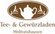 Logo des Tee- & Gewürzladens Wolfratshausen mit einer Teekanne und Blättern im Oval.