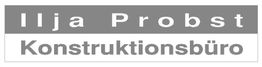 Grau-weißes Logo mit der Aufschrift "Ilja Probst Konstruktionsbüro".