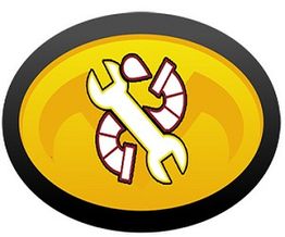 A yellow oval logo with a wrench and machinery gears, outlined in black.