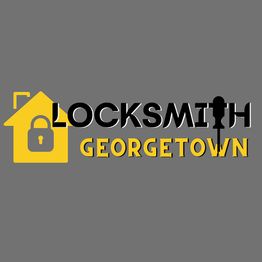 Logo with a yellow house and lock, reads "Locksmith Georgetown" on a gray background.