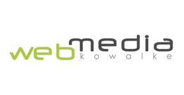 Textlogo: "webmedia kowalke" in grüner und grauer Schrift auf weißem Hintergrund.