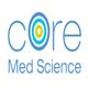 Logo with text: "Core Med Science" featuring concentric circles in blue and green.